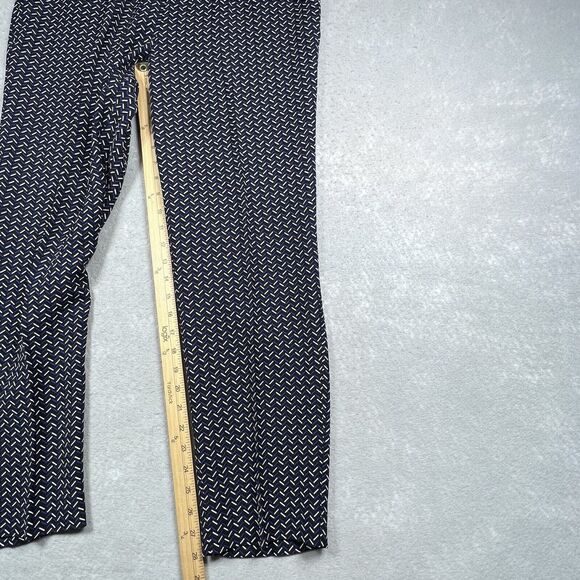 Ann Taylor Pants Womens 12 Black Blue Geometric Pull On Trousers Career Pockets - Picture 8 of 12